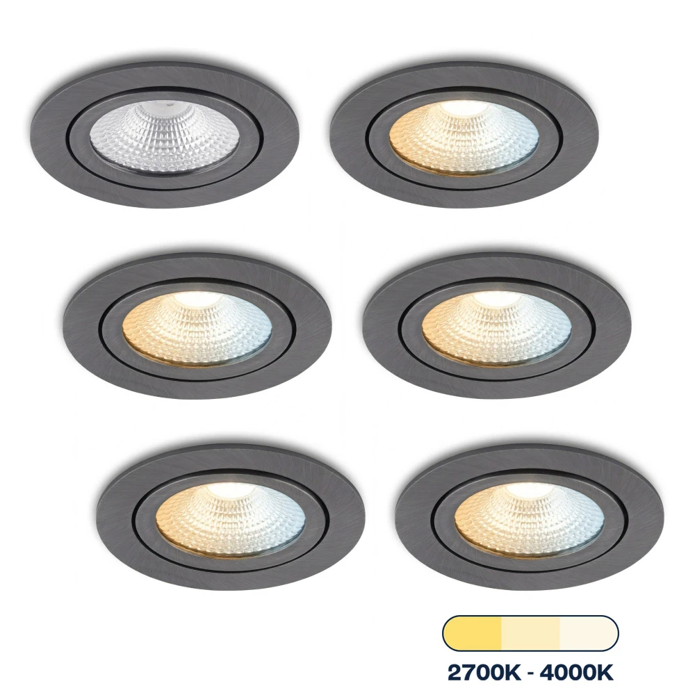 LED-Einbaustrahler Vivaro Gunmetal dreifarbig 5 W für Deckenmontage
