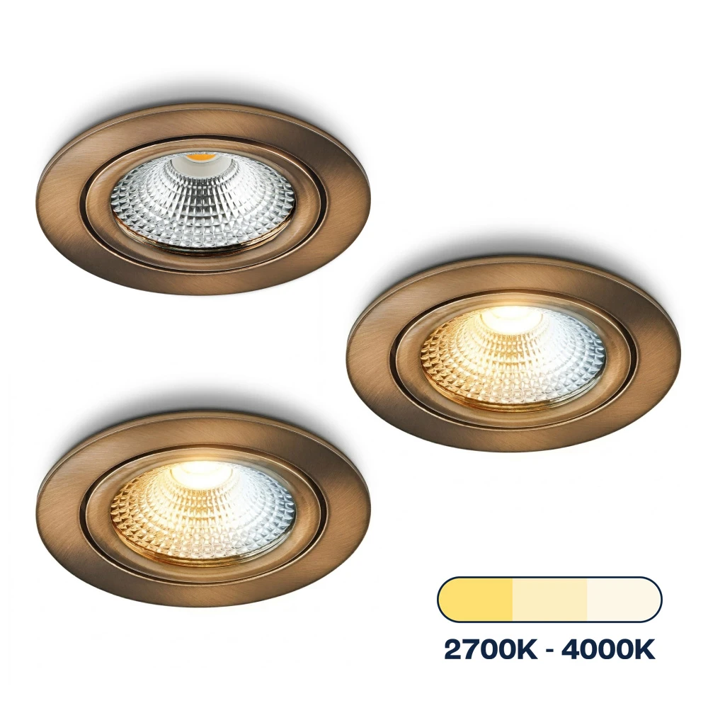 LED-Einbaustrahler Vivaro Bronzekupfer dreifarbig 5 W für Deckenmontage