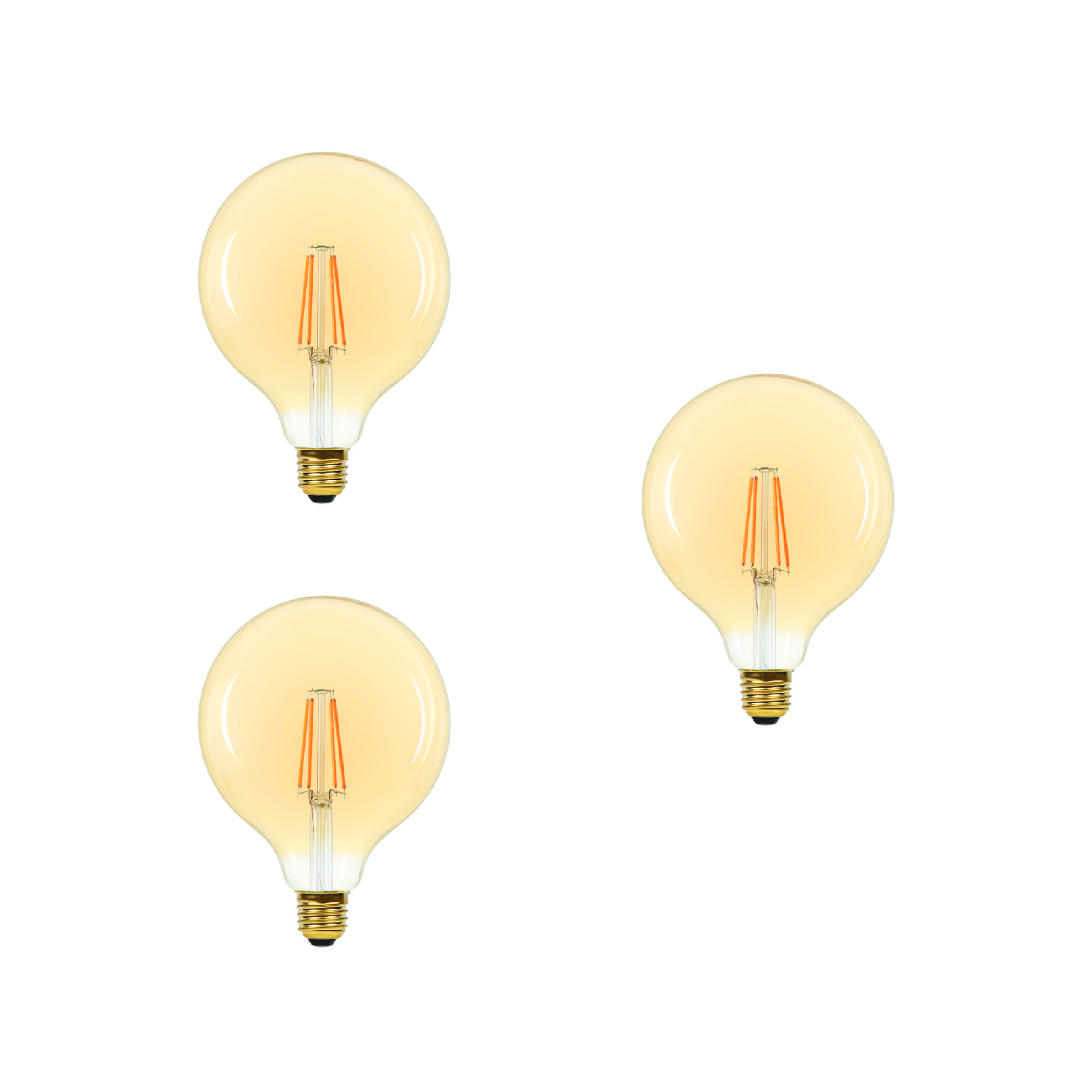 3x E27 G125 Filament LED Globe Toscane 7.2 W 2200 K dimmbar für Lampenersatz