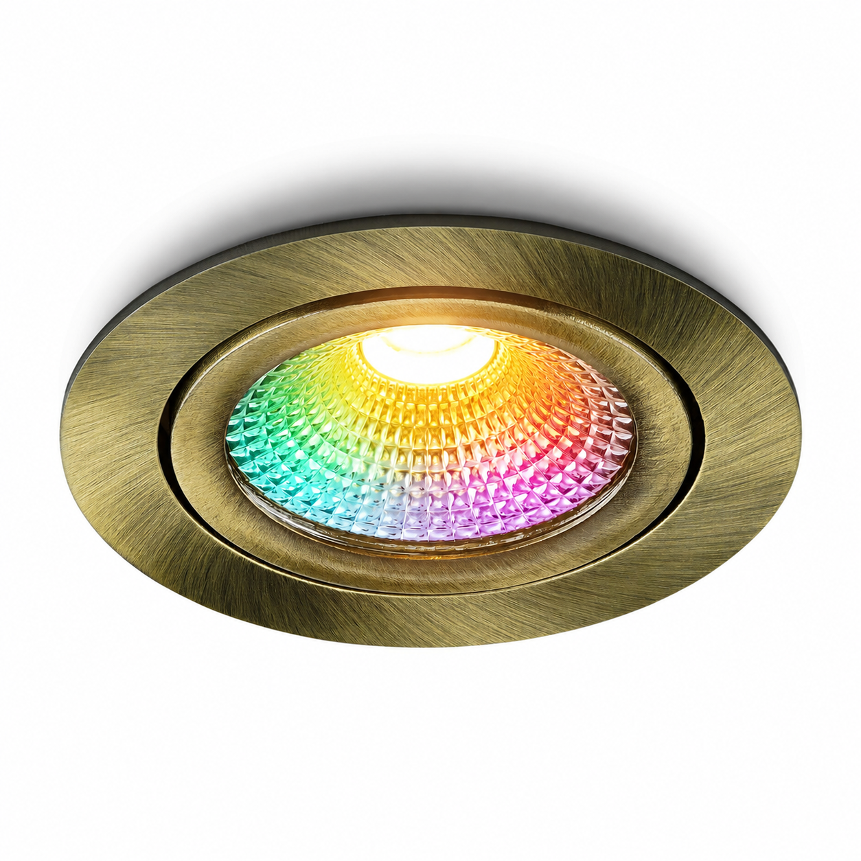 Vivaro Zigbee messing aan recht.png, inbouwspot, LED, brons, multicolor, round