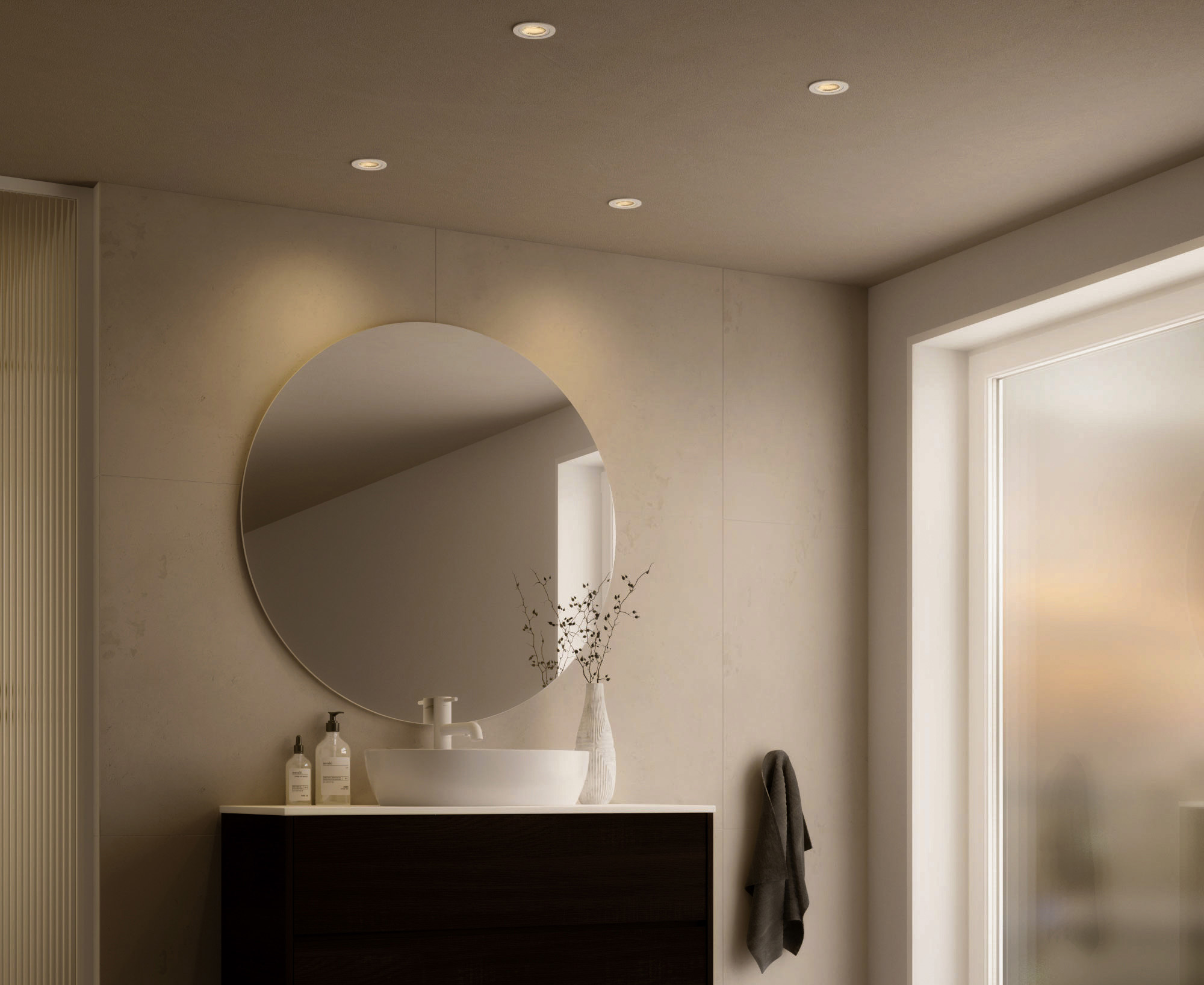 LED-Einbauspot Vivaro im Badezimmer mit IP54 Schutz, spritzwassergeschützt und für Feuchträume geeignet