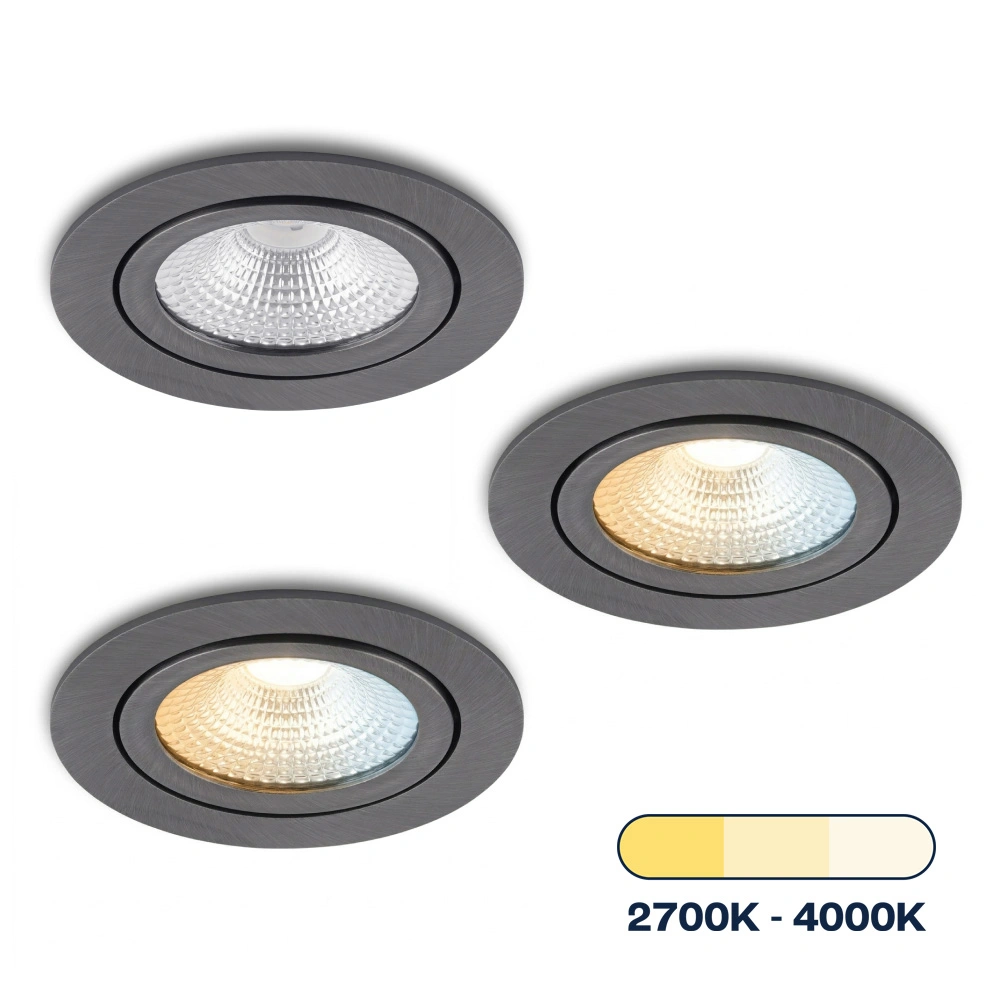 LED-Einbaustrahler Vivaro Gunmetal dreifarbig 5 W für Deckenmontage