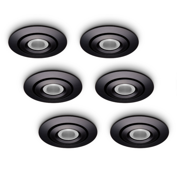 Set 6 Stück LED-Einbaustrahler Piccolo schwarz 1 W