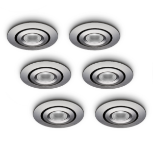 Set 6 Stück LED-Einbaustrahler Piccolo silber 1 W