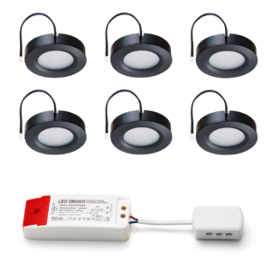 Set LED-Aufbaustrahler Adria Schwarz 3 W dimmbar  3-6 Stück