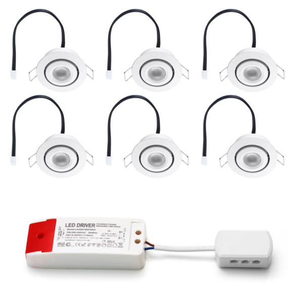 Set LED-Einbaustrahler Piccolo weiß 3 W dimmbar  3-6 Stück