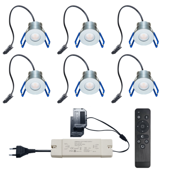 Set LED-Einbaustrahler mit Fernbedienung Varese silber 3 W dimmbar  1-12 Stück