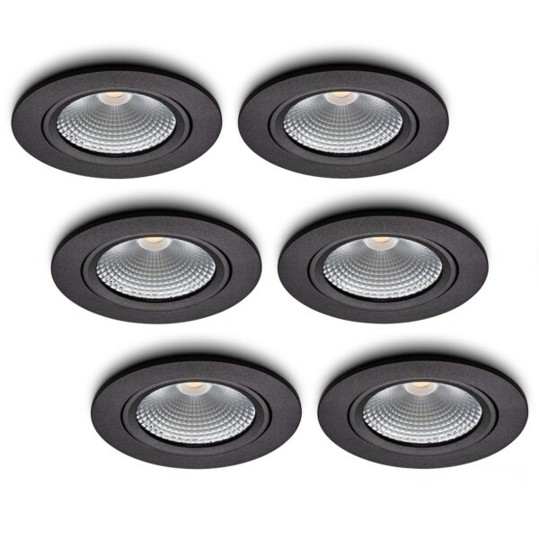 LED-Einbaustrahler-Set 6 Stück Cormo schwarz 5 W dimmbar