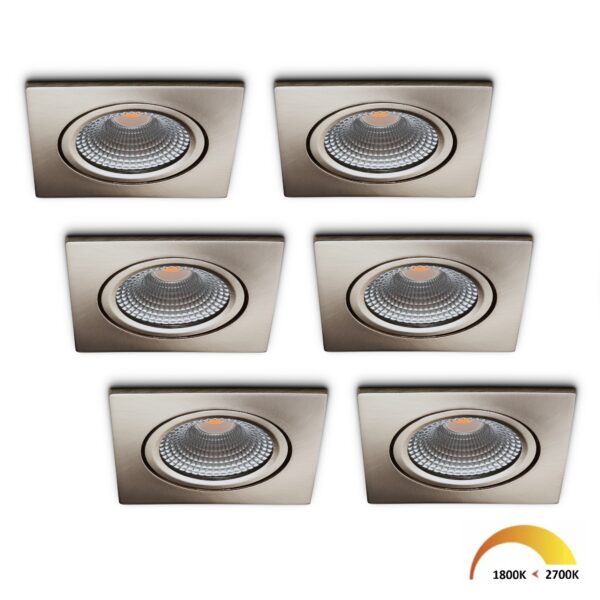 LED-Einbaustrahler - Set 6 Trento Edelstahl 5 W  dim-to-warm