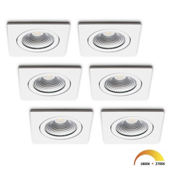 LED-Einbaustrahler - Set 6 Stück Trento weiß 5 W  dim-to-warm