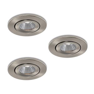 LED-Einbaustrahler - Set 3 Stück Midi Edelstahl 3 W dimmbar