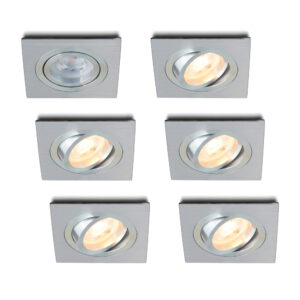 Komplettes Set 6 Stück LED-Spot Felice Alu mit GU10 Spots 4.2 Watt dimmbar
