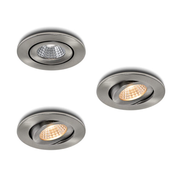 LED-Einbaustrahler - Set 3 Stück Midi Edelstahl 3 W dimmbar