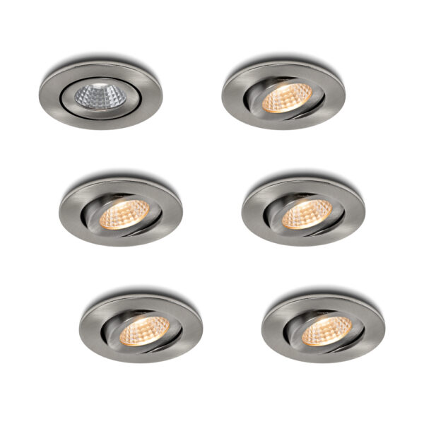 LED-Einbaustrahler - Set 6 Stück Midi Edelstahl 3 W dimmbar