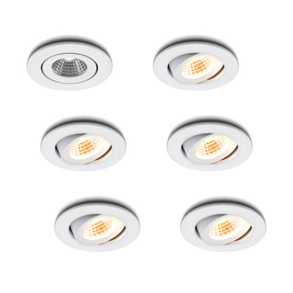 LED-Einbaustrahler - Set 6 Stück Midi weiß 3 W dimmbar