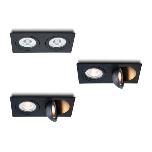 LED-Einbaustrahler - Set 3 Stück Sienna doppelt schwarz 2700 K 10 W