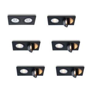 LED-Einbaustrahler - Set 6 Stück Sienna doppelt schwarz 2700 K 10 W