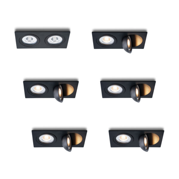 LED-Einbaustrahler - Set 6 Stück Sienna doppelt schwarz 2700 K 10 W