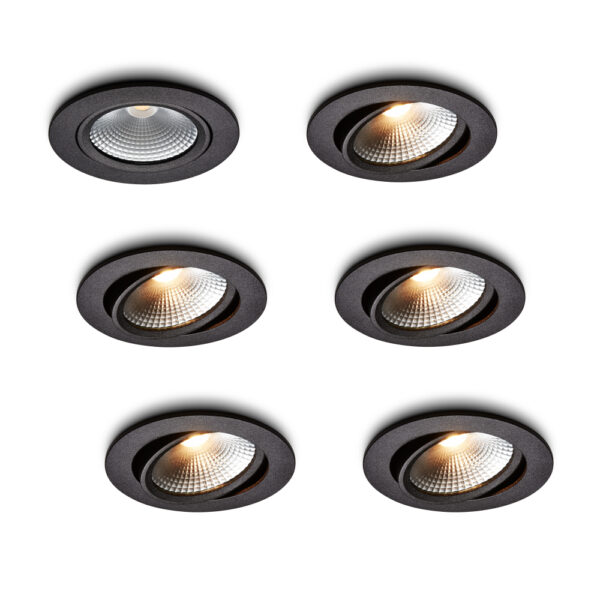 LED-Einbaustrahler - Set 6 Stück Cormo schwarz 5 W dimmbar