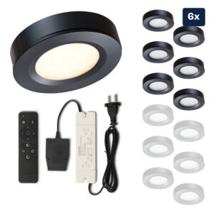 Set LED-Aufbaustrahler mit Fernbedienung Adria Schwarz 3 W dimmbar  1-12 Stück