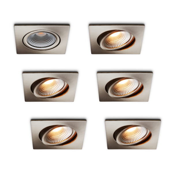 LED-Einbaustrahler Set 6 Stück Trento Edelstahl 5 W dimmbar