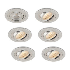 Komplettes Set 6 Stück LED-Spot Monti Aluminium mit GU10 Spots 4.2 Watt dimmbar