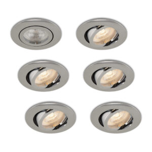 Komplettes Set 6 Stück LED-Spot Monti Chrom mit GU10 Spots 4.2 Watt dimmbar