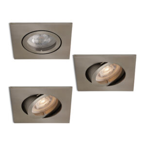 Komplettes Set 3 Stück LED-Spot Felice Edelstahl mit GU10 Spots 4.2 Watt dimmbar