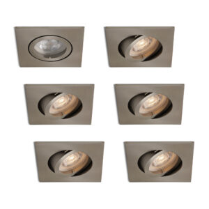 Komplettes Set 6 Stück LED-Spot Felice Edelstahl mit GU10 Spots 4.2 Watt dimmbar