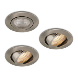 Komplettes Set 3 Stück LED-Spot Monti Edelstahl mit GU10 Spots 4.2 Watt dimmbar
