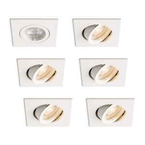 Komplettes Set 6 Stück LED-Spot Felice Weiß mit GU10 Spots 4.2 Watt dimmbar