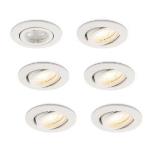 Komplettes Set 6 Stück LED-Spot Monti Weiß mit GU10 Spots 4.2 Watt dimmbar