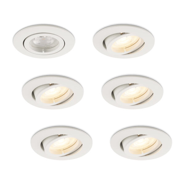 Komplettes Set 6 Stück LED-Spot Monti Weiß mit GU10 Spots 4.2 Watt dimmbar