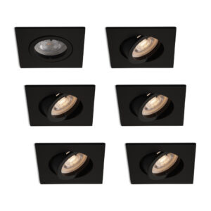 Komplettes Set 6 Stück LED-Spot Felice Schwarz mit GU10 Spots 4.2 Watt dimmbar