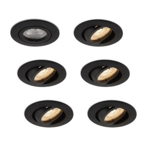 Komplettes Set 6 Stück LED-Spot Monti Schwarz mit GU10 Spots 4.2 Watt dimmbar