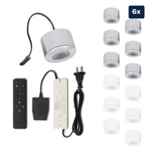 Set LED-Aufbaustrahler mit Fernbedienung Parma Silber 3 W dimmbar  1-12 Stück