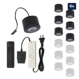 Set LED-Aufbaustrahler mit Fernbedienung Parma Schwarz 3 W dimmbar  1-12 Stück