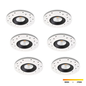 Rahmenloser LED Einbaustrahler Set 6 Stück Sola schwarz 5 W  dim-to-warm