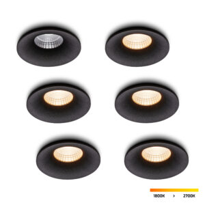 LED-Einbaustrahler - Set 6 Stück Villa schwarz 5 W dim-to-warm