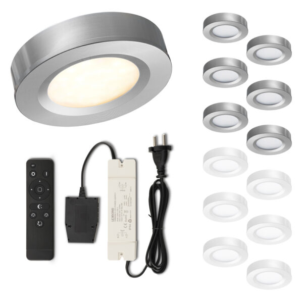 Set LED-Aufbaustrahler mit Fernbedienung Adria Silber 3 W dimmbar  1-12 Stück