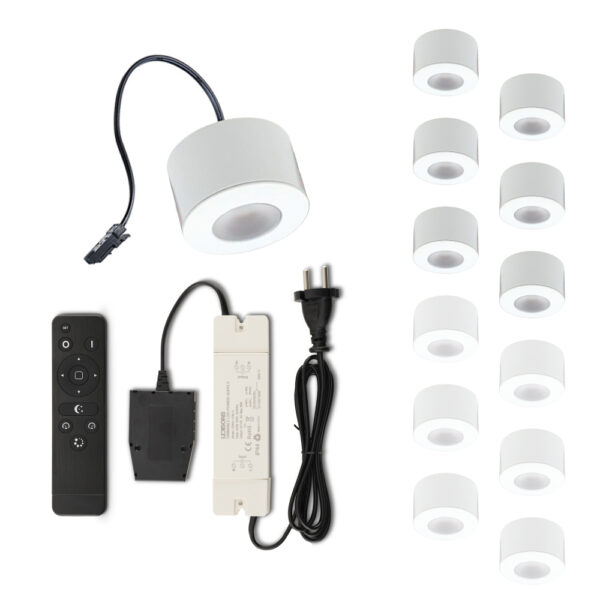 Set LED-Aufbaustrahler mit Fernbedienung Parma Weiß 3 W dimmbar  1-12 Stück