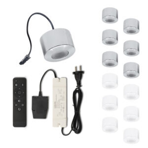 Set LED-Aufbaustrahler mit Fernbedienung Parma Silber 3 W dimmbar  1-12 Stück