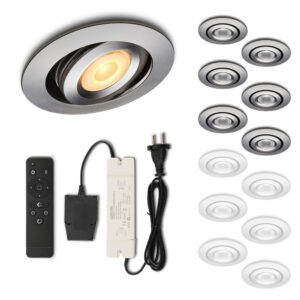Set LED-Einbaustrahler mit Fernbedienung Piccolo silber 3 W dimmbar  1-12 Stück
