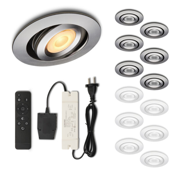 Set LED-Einbaustrahler mit Fernbedienung Piccolo silber 3 W dimmbar  1-12 Stück