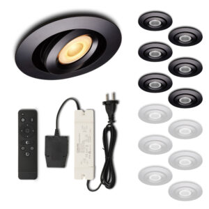 Set LED-Einbaustrahler mit Fernbedienung Piccolo schwarz 3 W dimmbar  1-12 Stück