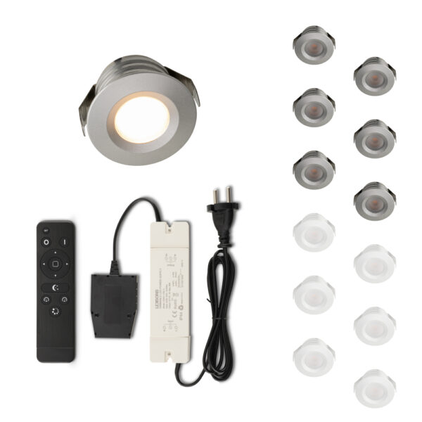 Set LED-Einbaustrahler mit Fernbedienung Valdeno silber 3 W dimmbar  1-12 Stück