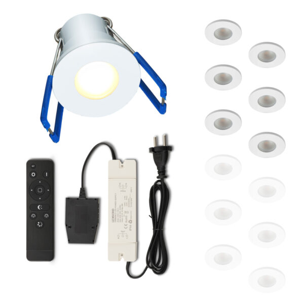 Set LED-Einbaustrahler mit Fernbedienung Varese weiß 3 W dimmbar  1-12 Stück