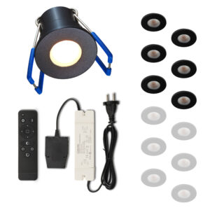 Set LED-Einbaustrahler mit Fernbedienung Varese schwarz 3 W dimmbar  1-12 Stück