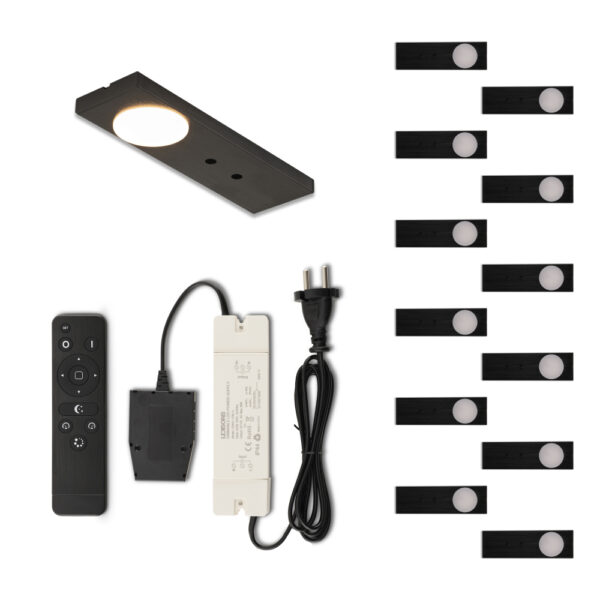 Set LED-Aufbaustrahler mit Fernbedienung Ludo Schwarz 3 W 2700 K 1-12 Stück