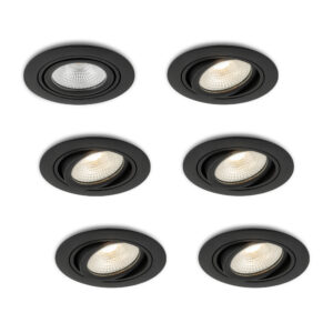 LED-Einbaustrahler - Set 6 Stück Mezzano schwarz 5 W dimmbar